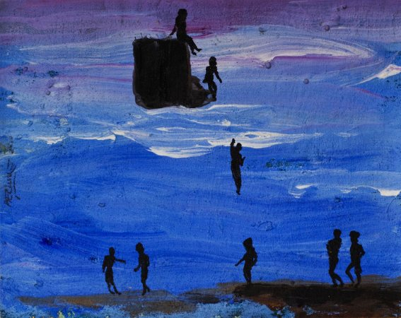 Atardecer, Niños Bañándose I-1