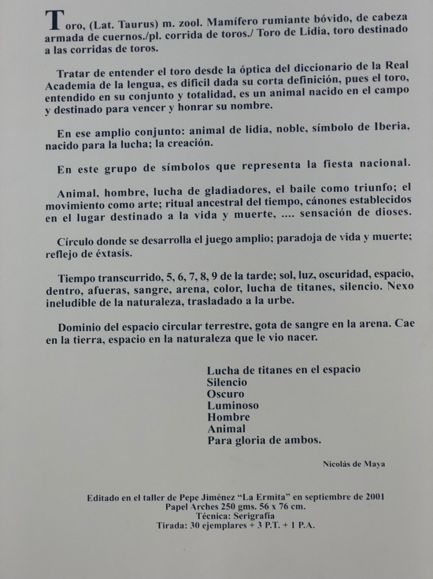Texto de la carpeta " La Tauromaquia