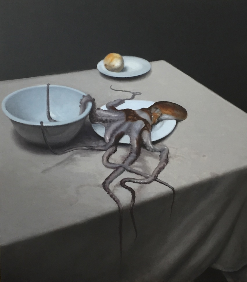 Naturaleza muerta con pulpo y naranja 2