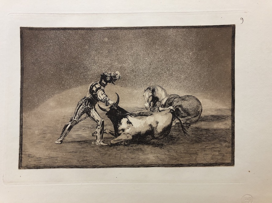 9. Un caballero español mata un toro después de haber perdido el caballo