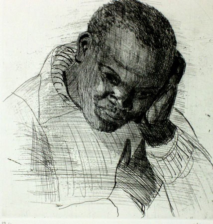 Hombre Negro Apoyado En La Mano