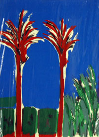 2 Palmeras Fondo Azul