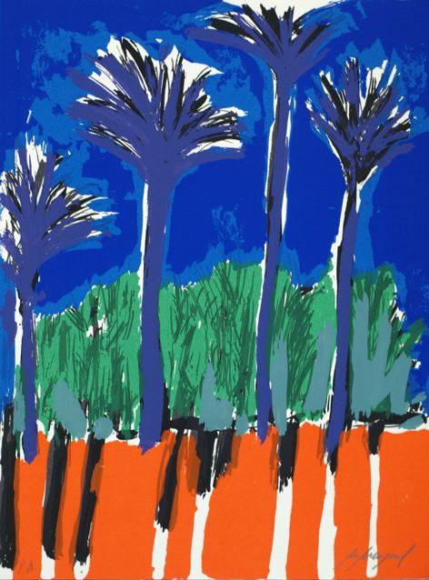 4 Palmeras Fondo Azul