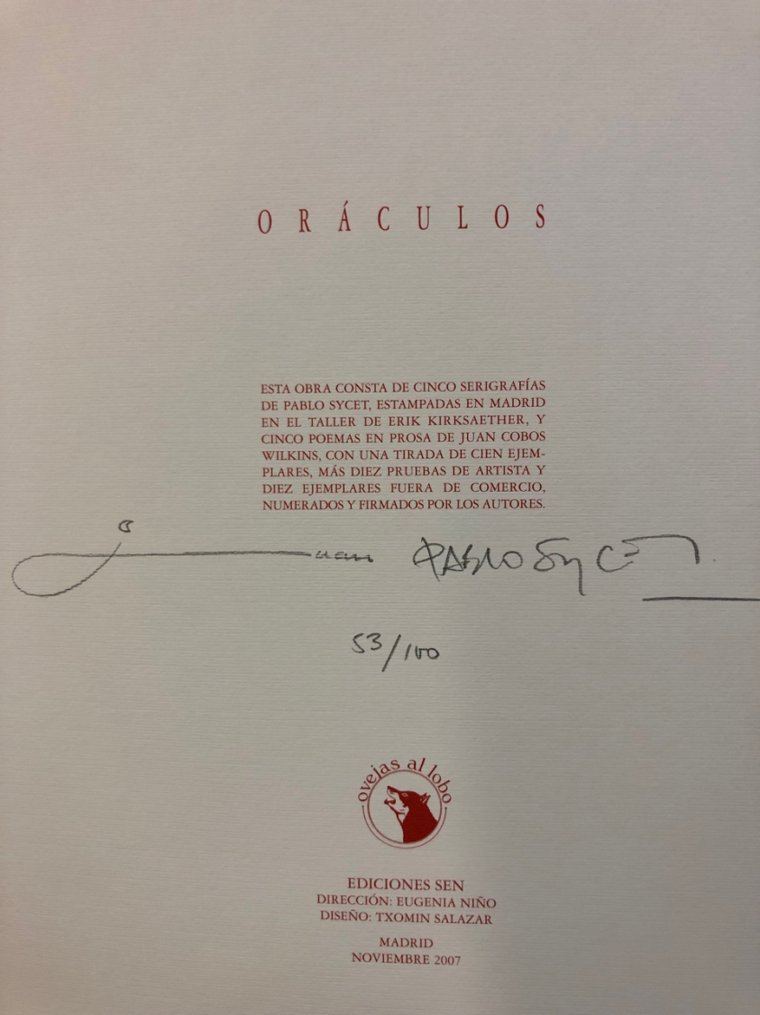 Pablo Sycet: Oráculos -contraportada