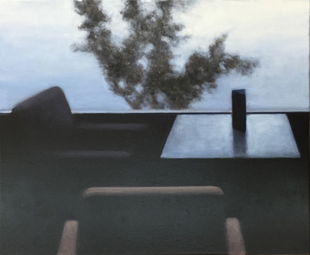 Interior con Ventana y Mesa cuadrada