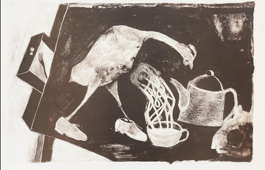 Avestruz con zapatos