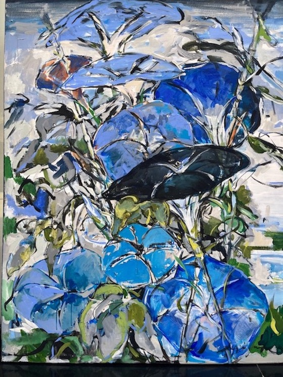 Flores de la mañana en azul